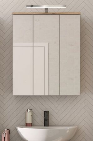 Badezimmer Spiegelschrank Tomaso in Nox Eiche Badschrank 3-t�rig 60 x 77 cm, Soft-Close