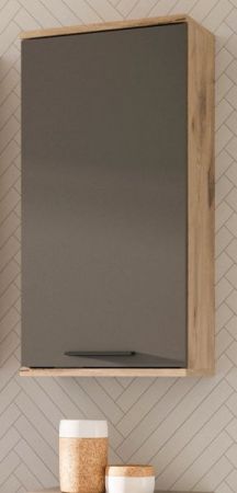 Badezimmer H�ngeschrank Tomaso in Nox Eiche und Basalt grau Badschrank 37 x 77 cm, Soft-Close
