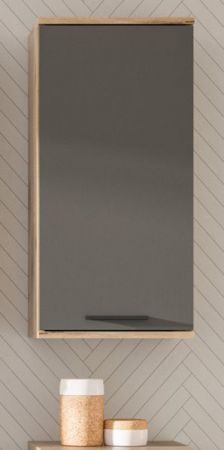 Badezimmer H�ngeschrank Tomaso in Nox Eiche und Basalt grau Badschrank 37 x 77 cm, Soft-Close