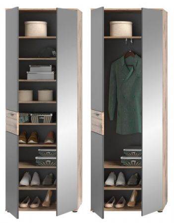 Garderobenschrank Tomaso in Nox Eiche und Basalt grau Garderobe oder gro�er Schuhschrank 70 x 200 cm