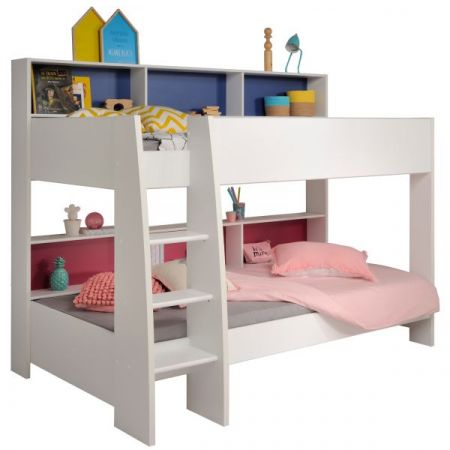Parisot Etagenbett TamTam1 in wei� mit blau oder pink Kinder und Jugendzimmer Hochbett 209 x 165 cm