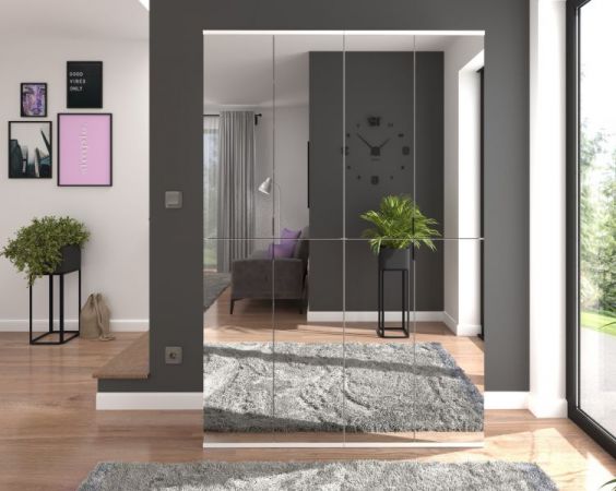 Garderobenschrank SystemX in wei� Schrank mit Spiegelt�ren und variabler Einteilung 61 x 193 cm