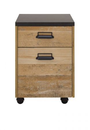 Rollcontainer Stove in Used Wood und anthrazit Schreibtisch Container 47 x 60 cm