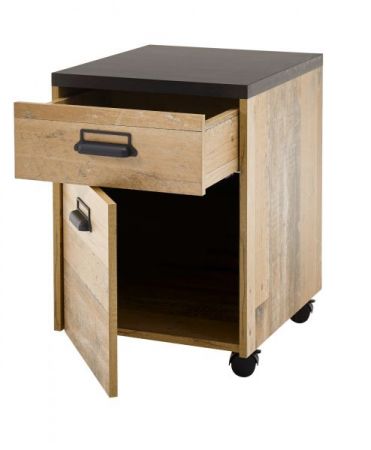 Rollcontainer Stove in Used Wood und anthrazit Schreibtisch Container 47 x 60 cm