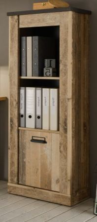 Aktenregal Stove in Used Wood hell und anthrazit B�ro Regalschrank 51 x 146 cm