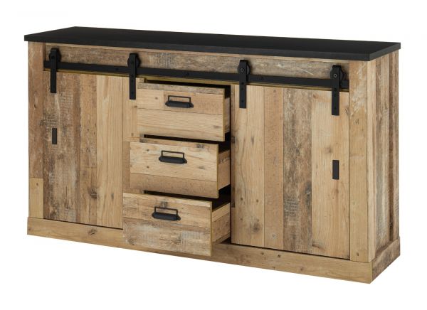 B�ro Kommode Stove in Used Wood hell und anthrazit Sideboard 162 x 91 cm