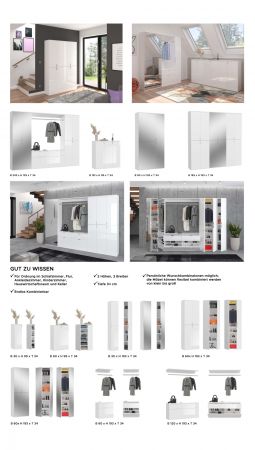 Garderobe Set 3-teilig SystemX in wei� Hochglanz Kommode und Kleiderstange 61 cm