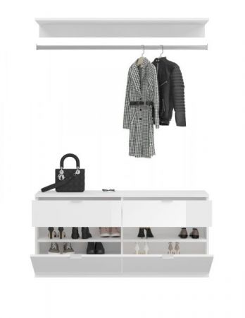 Garderobe mit Spiegel SystemX in wei� Hochglanz Garderobenschrank mit Spiegelt�r 243 x 193 cm