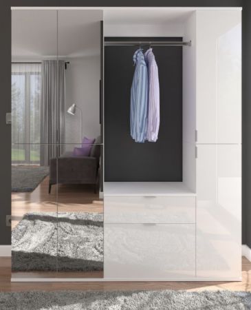 Garderobe SystemX in wei� Hochglanz Garderoben-Set mit Spiegelt�r 152 x 193 cm