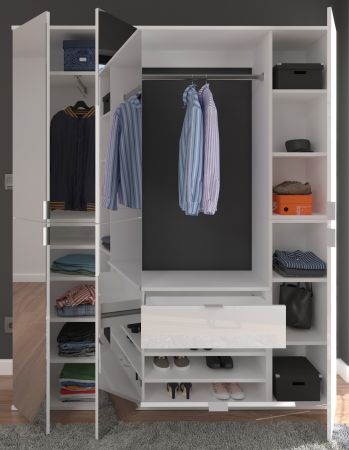 Garderobe SystemX in wei� Hochglanz Garderoben-Set mit Spiegelt�r 152 x 193 cm