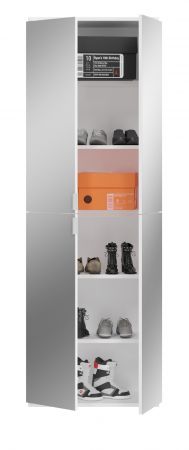 Garderobe SystemX in wei� Hochglanz, mit Spiegel und variabler Inneneinteilung 213 x 193 cm