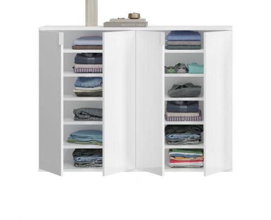 Kommode SystemX in wei� Hochglanz Sideboard Mehrzweckschrank 122 x 99 cm