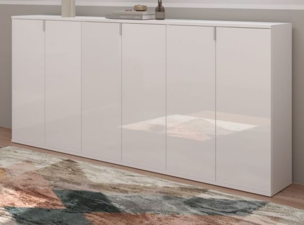 Sideboard SystemX in wei� Hochglanz Kommode Mehrzweckschrank 183 x 99 cm