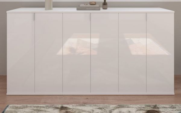 Sideboard SystemX in wei� Hochglanz Kommode Mehrzweckschrank 183 x 99 cm
