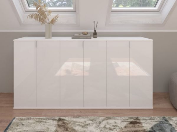 Sideboard SystemX in wei� Hochglanz Kommode Mehrzweckschrank 183 x 99 cm