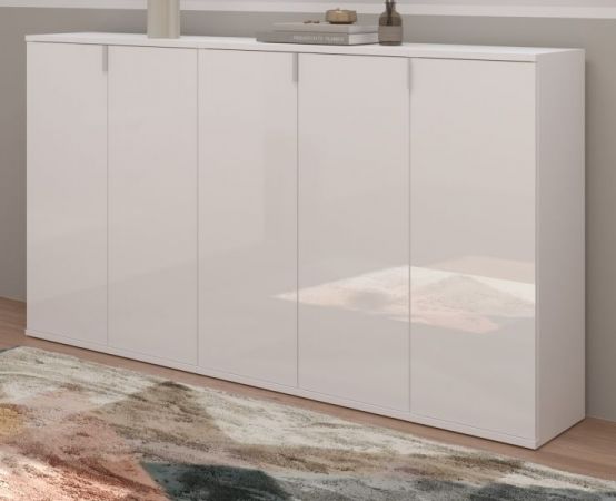 Sideboard SystemX in wei� Hochglanz Kommode Mehrzweckschrank 152 x 99 cm