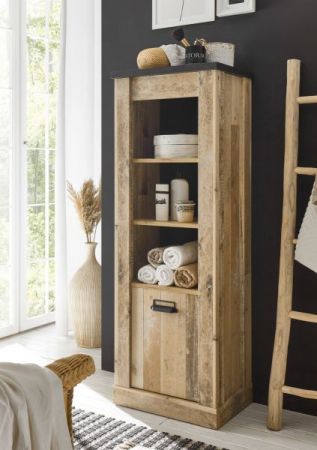 Badezimmer Regal Stove in Used Wood hell und anthrazit Midischrank 51 x 146 cm