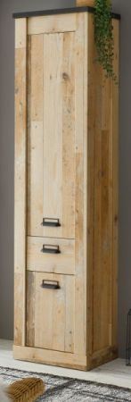 Badezimmer Hochschrank Stove in Used Wood hell und anthrazit Badschrank 51 x 201 cm