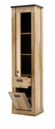 Badm�bel Set 5-teilig Stove in Used Wood hell und anthrazit Badkombination MIT Waschbecken und LED Spiegellampe