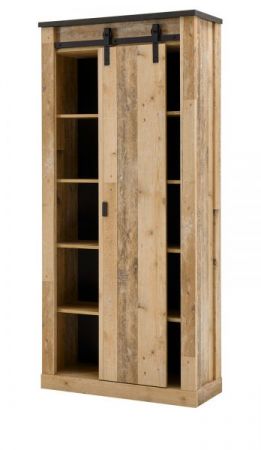 Badm�bel Set Stove in Used Wood hell und anthrazit Doppelwaschtisch MIT Waschbecken und LED Spiegellampe