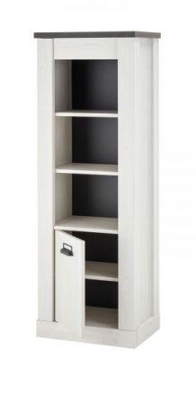 Regal Stove in wei� Pinie und anthrazit Landhaus Regalschrank 51 x 146 cm