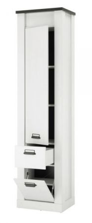 Stauraumschrank Stove in wei� Pinie und anthrazit Landhaus Mehrzweckschrank 51 x 201 cm