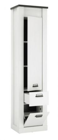 Stauraumschrank Stove in wei� Pinie und anthrazit Landhaus Mehrzweckschrank 51 x 201 cm