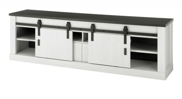 TV-Lowboard Stove in wei� Pinie und anthrazit Landhaus TV Unterteil in Komforth�he 201 x 61 cm