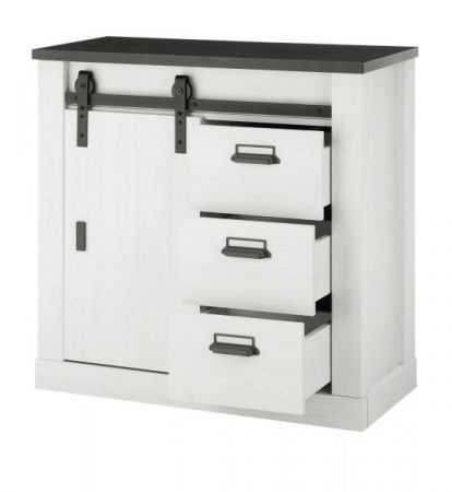 Garderobe Set 3-teilig Stove in wei� Pinie und anthrazit Landhaus Garderobenkombination 206 x 201 cm