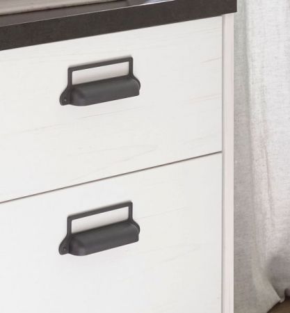 Rollcontainer Stove in wei� Pinie und anthrazit Landhaus Schreibtisch Container 47 x 60 cm