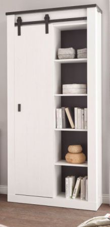 Aktenschrank Stove in wei� Pinie und anthrazit Landhaus B�ro Regalschrank 93 x 201 cm