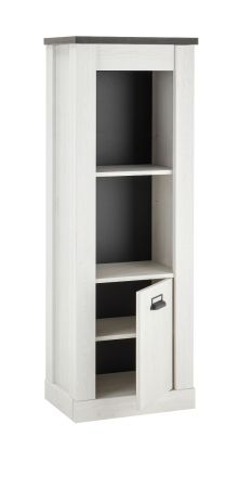 Aktenregal Stove in wei� Pinie und anthrazit Landhaus B�ro Regalschrank 51 x 146 cm