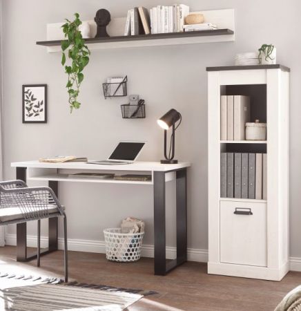 B�rom�bel Set Stove in wei� Pinie und anthrazit Landhaus mit Aktenregal und Wandregal