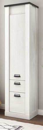Badezimmer Hochschrank Stove in wei� Pinie und anthrazit Landhaus Badschrank 51 x 201 cm