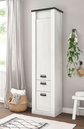 Badezimmer Hochschrank Stove in wei� Pinie und anthrazit Landhaus Badschrank 51 x 201 cm