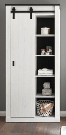 Badezimmer Hochschrank Stove in wei� Pinie und anthrazit Landhaus Badm�bel Regalschrank 93 x 201 cm