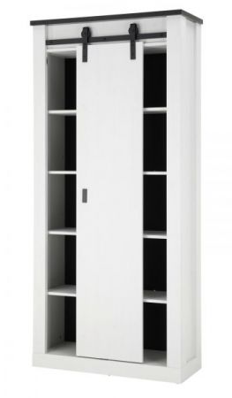 Badezimmer Hochschrank Stove in wei� Pinie und anthrazit Landhaus Badm�bel Regalschrank 93 x 201 cm