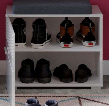 Garderobe Sitzbank Leon in wei� Hochglanz Garderobenbank Schuhschrank 60 x 47 cm