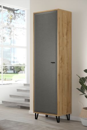 Garderobenschrank Blanshe in Filz grau und Eiche Navarra Garderobe oder gro�er Schuhschrank 60 x 200 cm