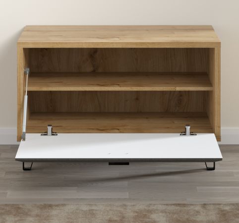 Garderobe Sitzbank Blanshe in Filz grau und Eiche Navarra Garderobenbank 79 x 51 cm