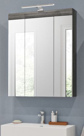 Badezimmer Spiegelschrank Shawn in Rauchsilber grau Badschrank 3-t�rig 60 x 79 cm