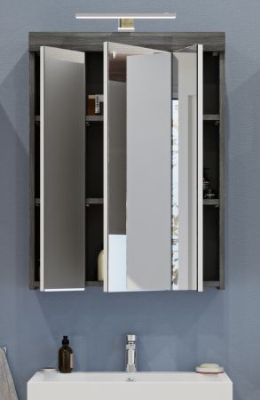 Badezimmer Spiegelschrank Shawn in Rauchsilber grau Badschrank 3-t�rig 60 x 79 cm