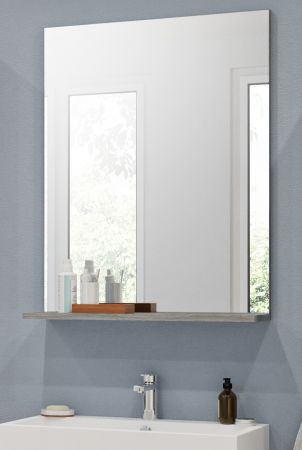 Badezimmer Spiegel Shawn in Rauchsilber grau Badspiegel mit Ablage 60 x 79 cm