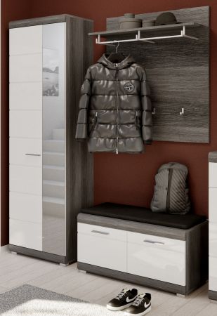 Garderobenpaneel Shawn in Rauchsilber grau Wandgarderobe 90 x 98 cm