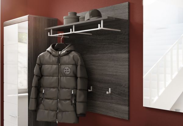 Garderobe Set 5-teilig Shawn in wei� Hochglanz und Rauchsilber grau Garderobenkombination 272 x 197 cm