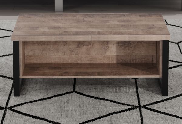 Couchtisch Concrete in Eiche Tabak und schwarz Beistelltisch mit Ablage 110 x 65 cm
