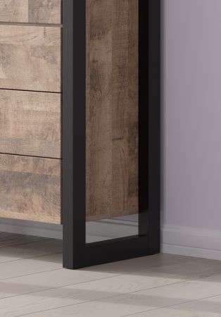 Vitrine Concrete in Eiche Tabak und schwarz Wohn- und Esszimmer Vitrinenschrank 70 x 195 cm