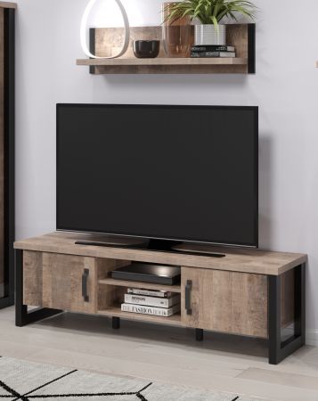 Wandboard Concrete in Eiche Tabak und schwarz B�cherregal 110 cm