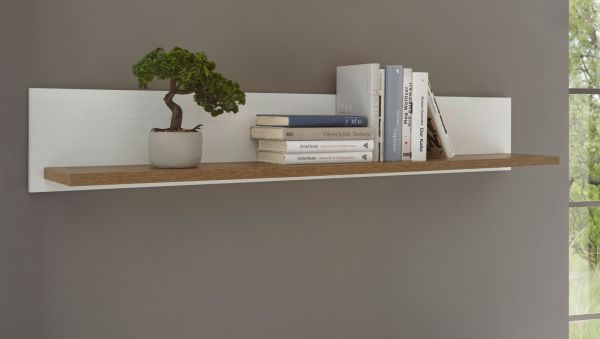 Wandboard Seyne in wei� Pinie und Eiche hell Landhaus Wandregal 130 cm