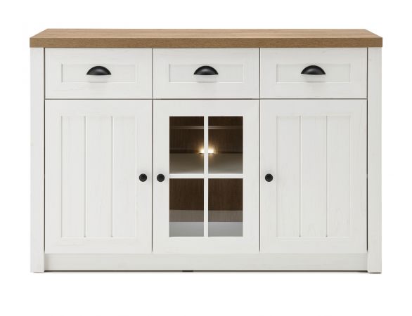 Sideboard Seyne in wei� Pinie und Eiche hell Landhaus Kommode 130 x 86 cm